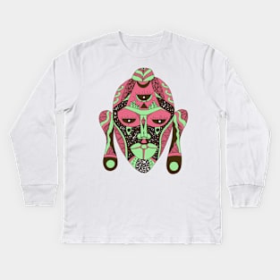 Pink Mint African Mask 7 Kids Long Sleeve T-Shirt